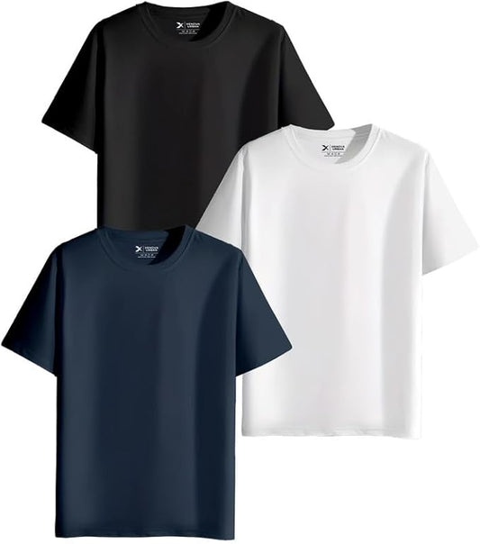 XENOVAURBAN Unisex Regular Cotton Combo of 3 Solid Color Tshirt