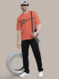 BULLMER Orangre Trendy Front and Back Printed oversized Round Neck T-shirt for men